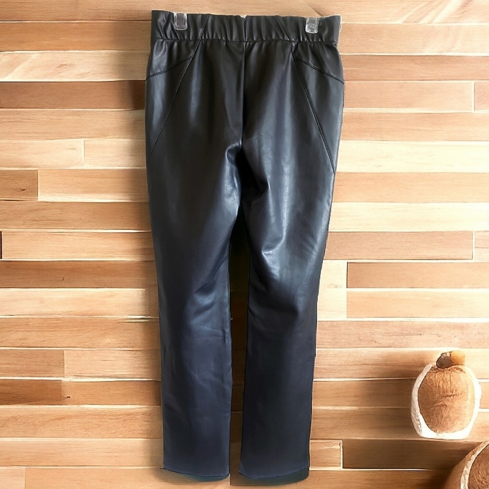 Anthropologie PILCRO Pants 26P Glasgow Black Vegan Leather Zippered Skinny Hem - Picture 5 of 15